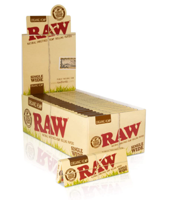 RAW SINGLE WIDE ORGANIC PAPERS 100CT BOX OF 25 - Vape plus