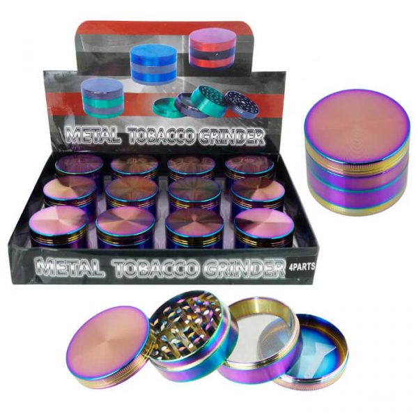 TOBACCO GRINDER RAINBOW COLOR 4 PARTS GR131-50RB BOX OF 12