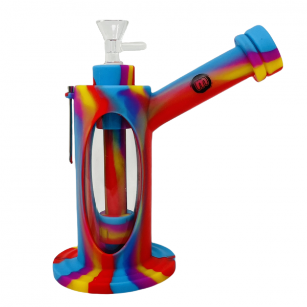 MAJELO SILICONE GLASS WATER PIPE DAB RIG 7" #H76