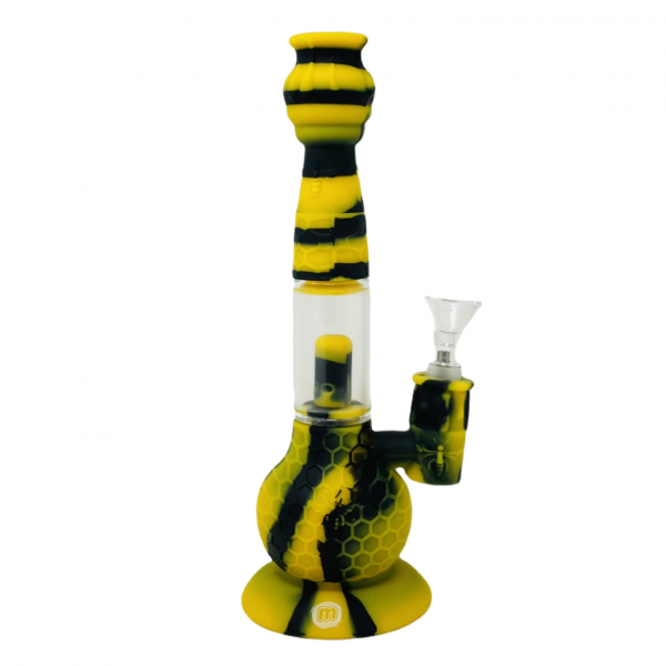 MAJELO SILICONE GLASS WATER PIPE HONEY COMB 9"#H134