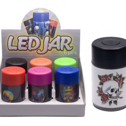 LED JAR ASSORTED COLORS & DESIGNS BOX OF 6