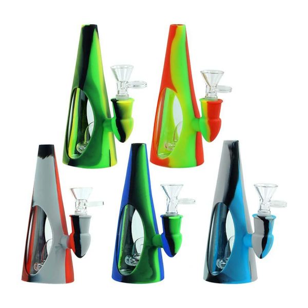 CONE HEAD SILICONE GLASS 6.5" WATER PIPE