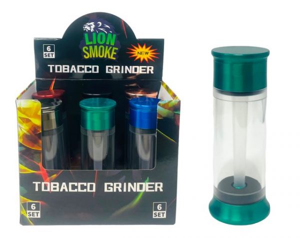 LION SMOKE 5 PARTS TOBACCO GRINDER + CONE FILLER SOLID COLOR #LS44170 BOX OF 6