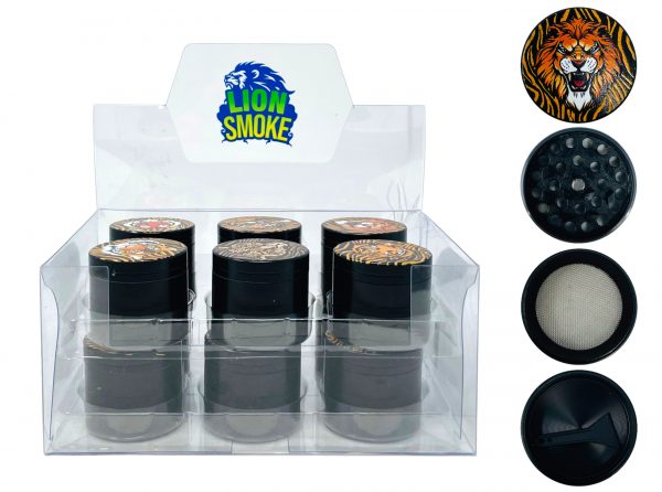 LION SMOKE 4 PARTS TOBACCO GRINDER ZNG300 BOX OF 12