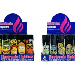 TECHNO TORCH ELECTRONIC LIGHTER ASSORTED DESIGNS BOX OF 50