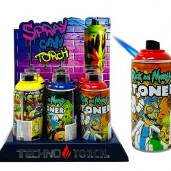 TECHNO TORCH #19017 SPRAY CAN TORCH LIGHTER ASSORTED DESIGNS BOX OF 6