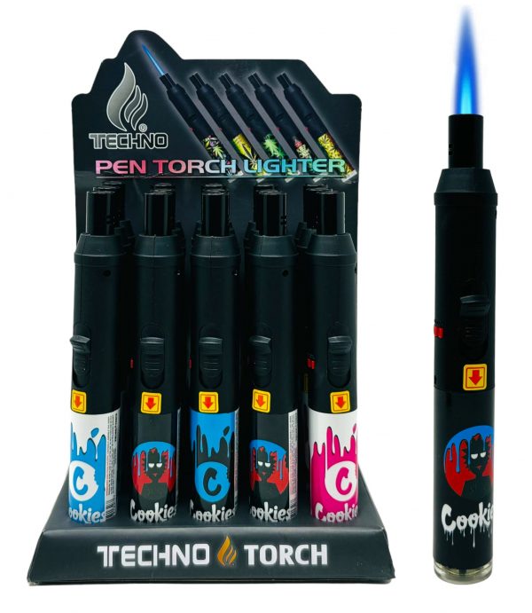 TECHNO TORCH #19132-CO3 COOKIES DESIGN PEN TORCH LIGHTERS BOX OF 15