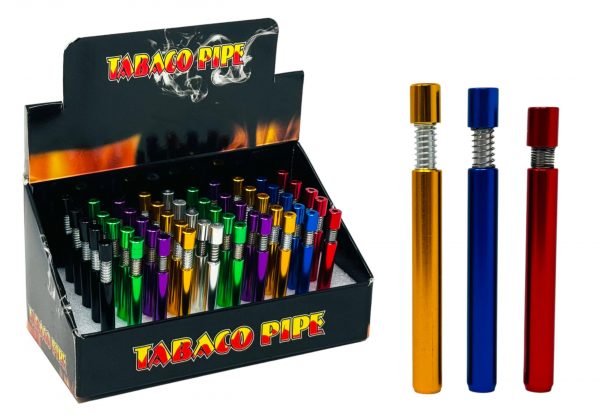 TOBACCO PIPE METAL PUSH COLOR ONE HITTER BOX OF 50